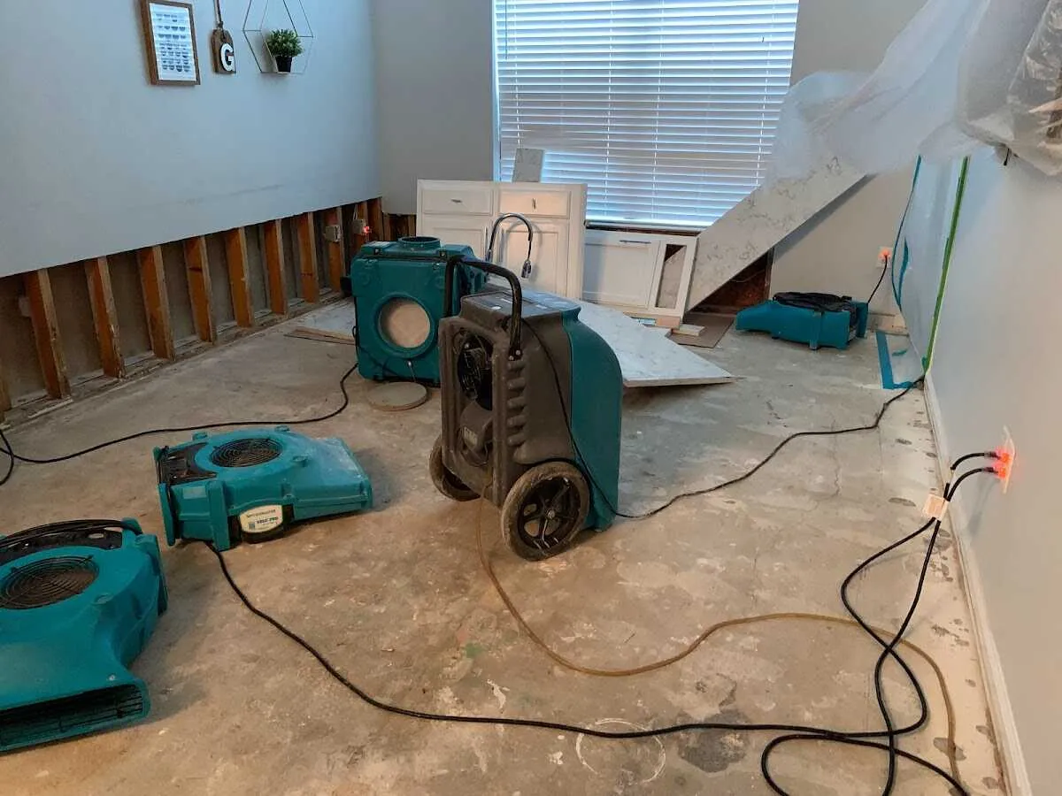 Dehumidifier in flood-cut room for Water Damage Restoration in Macclenny